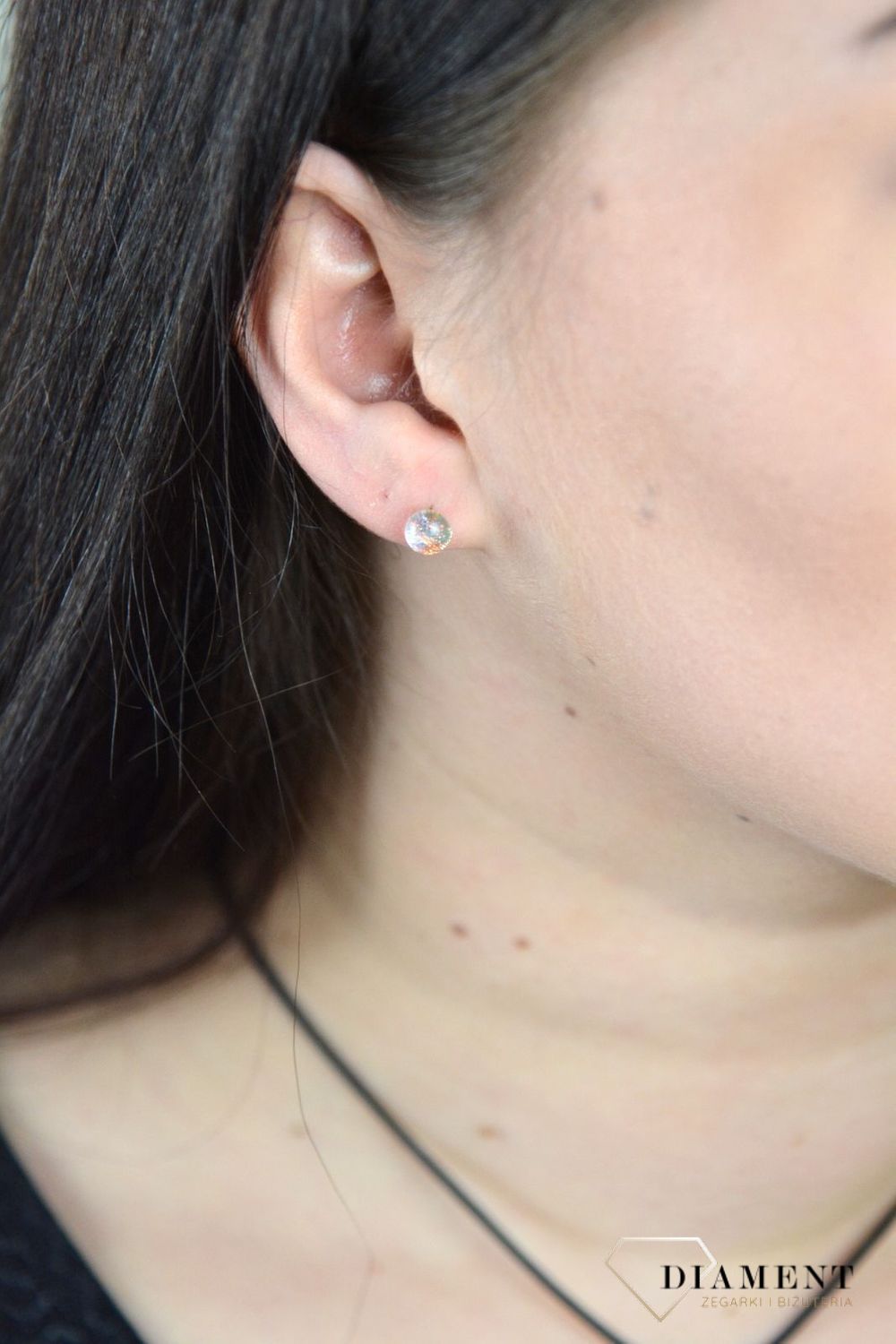 Srebrne kolczyki szkło weneckie mieniące się złoto niebieskimi drobinkami Murano 43.jpg